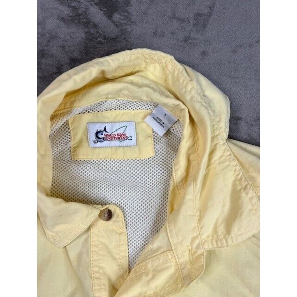 World Wide Sportsman Fishing Shirt Men’s Sz L Long Sleeve Button Up Yellow
